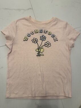 Peanuts Light Pink Woodstock Flower Graphic Tee
